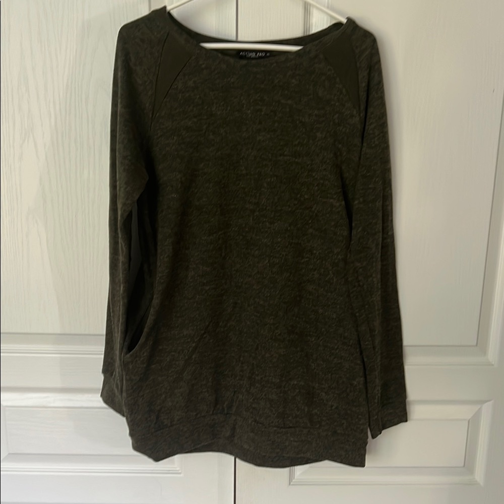 Acting Pro Green Crew Neck Sweater Relaxed Fit Knit